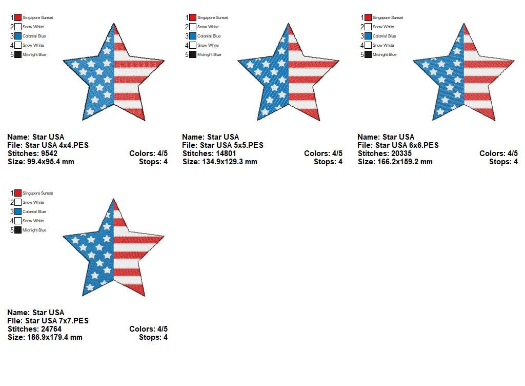 ⭐ Patriotic Star Shine ✨ – Fill Stitch – Machine Embroidery Design