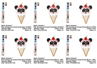 Sweet Panda Ice Cream - Appliqué – Machine Embroidery Design