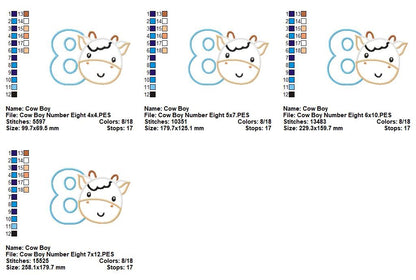 Moo-tiful Birthday Numbers 1-11 - Appliqué - Machine Embroidery Design