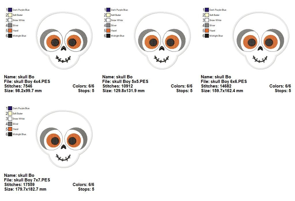 Skull Boy – Appliqué – Machine Embroidery Design