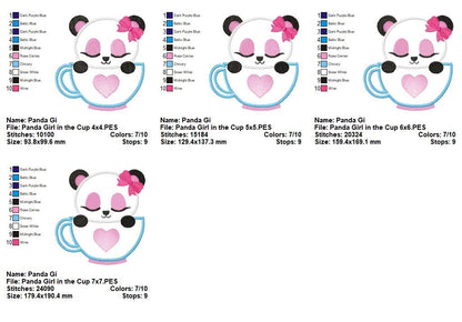 Sweet Animals in a Cup Collection – Appliqué – Machine Embroidery Design