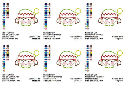 Sweet Christmas Elf Girl - Appliqué - Machine Embroidery Design