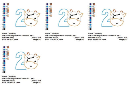 Farmyard Number Two Cow - Appliqué - Machine Embroidery Design