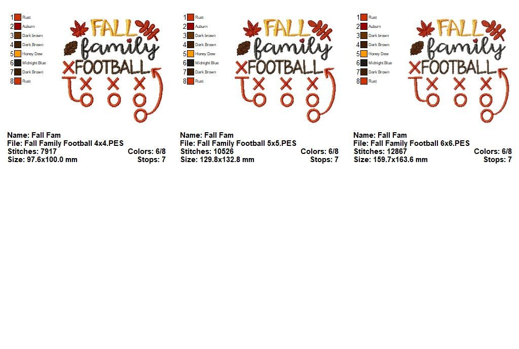 Fall Family Football Playbook - Satin Stitch - Machine Embroidery Design