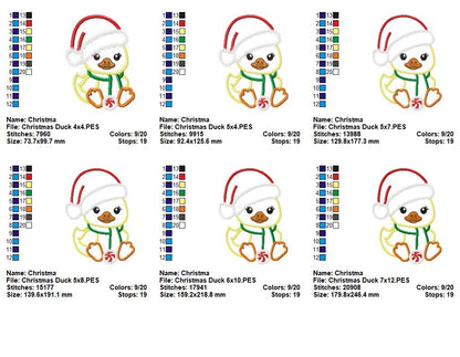 Little Christmas Duck - Applique - Machine Embroidery Design