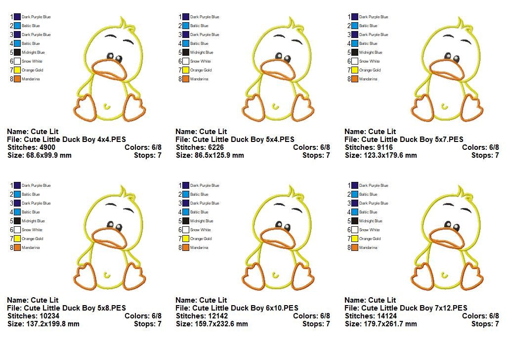 Cute Little Duck Boy - Appliqué - Machine Embroidery Design