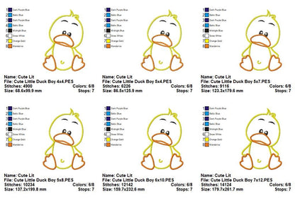 Cute Little Duck Boy - Appliqué - Machine Embroidery Design