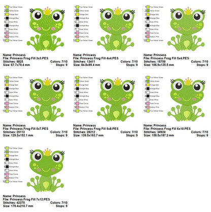 Princess & Prince Frog – Fill Stitch – Machine Embroidery Design