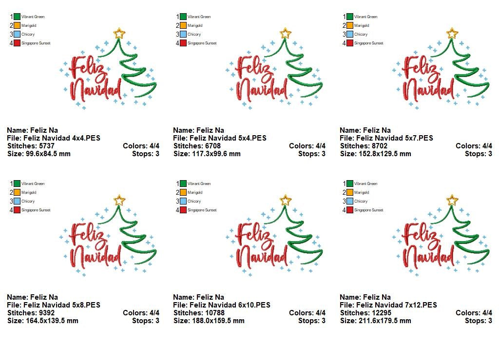 Sparkly Navidad Wishes – Satin Stitch – Machine Embroidery Design