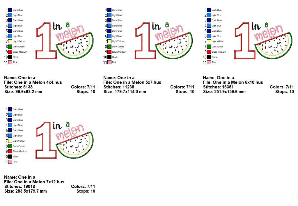 One in a Melon Birthday - Appliqué - Machine Embroidery Design