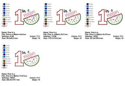One in a Melon Birthday - Appliqué - Machine Embroidery Design