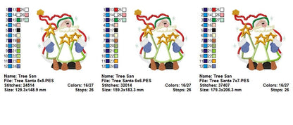 Santa Holding Christmas Tress - Applique - Machine Embroidery Design