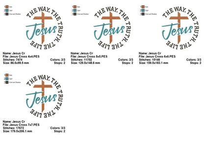 Jesus The Way The Truth The Life - Fill Stitch - Machine Embroidery Design