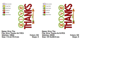 Give Thanks Arrow Phrase - Appliqué - Machine Embroidery Design