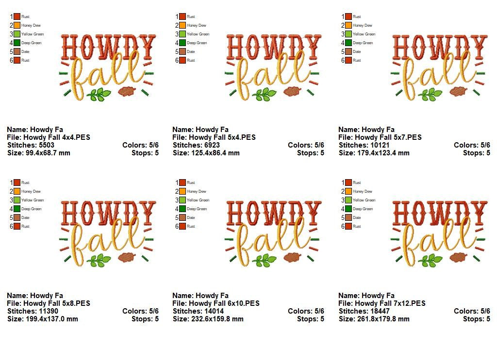 Howdy Fall – Fill Stitch – Machine Embroidery Design
