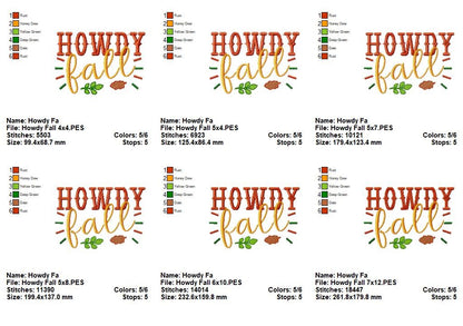 Howdy Fall – Fill Stitch – Machine Embroidery Design