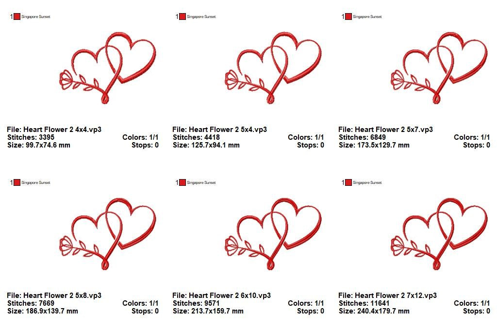 Forever Blooming Hearts - Satin Stitch - Machine Embroidery Design