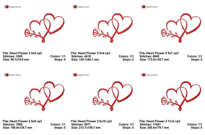 Forever Blooming Hearts - Satin Stitch - Machine Embroidery Design