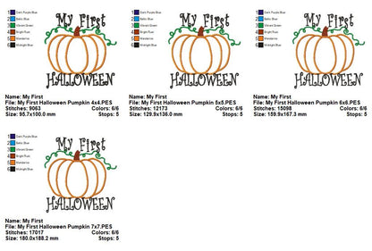 My First Halloween Pumpkin – Appliqué – Machine Embroidery Design