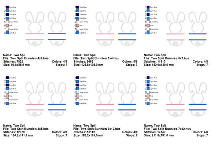 Split Bunny Name Frame - Appliqué - Machine Embroidery Design