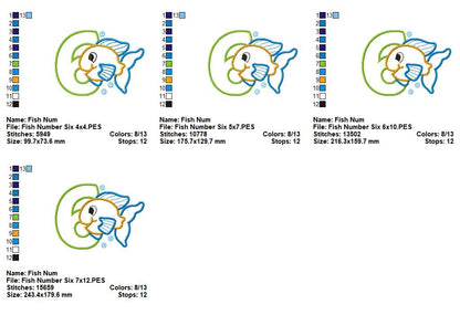 Sweet Ocean Fish Numbers Collection - Applique - Machine Embroidery Design