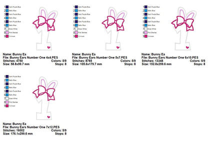 Bunny Ears Number One - Appliqué – Machine Embroidery Design