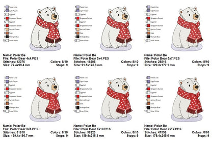 Cozy Christmas Polar Bear - Fill Stitch - Machine Embroidery Design