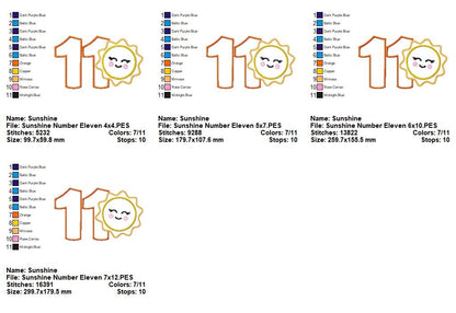 Happy Sunshine Numbers Collection - Applique - Machine Embroidery Design