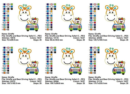 Safari Giraffe and Bear Appliqué – Machine Embroidery Design
