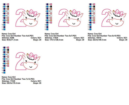 Sweet Cow Number Two - Applique - Machine Embroidery Design