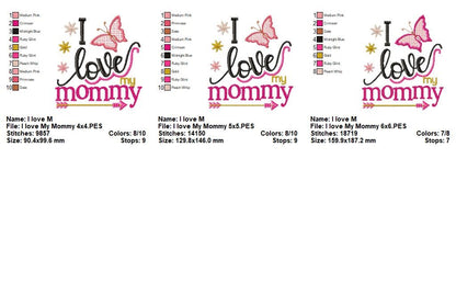 I Love My Mommy Quote – Fill Stitch – Machine Embroidery Design