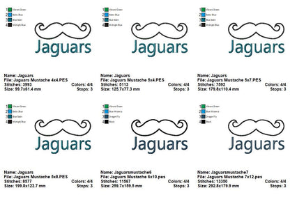 Jaguars Mustache – Appliqué – Machine Embroidery Design