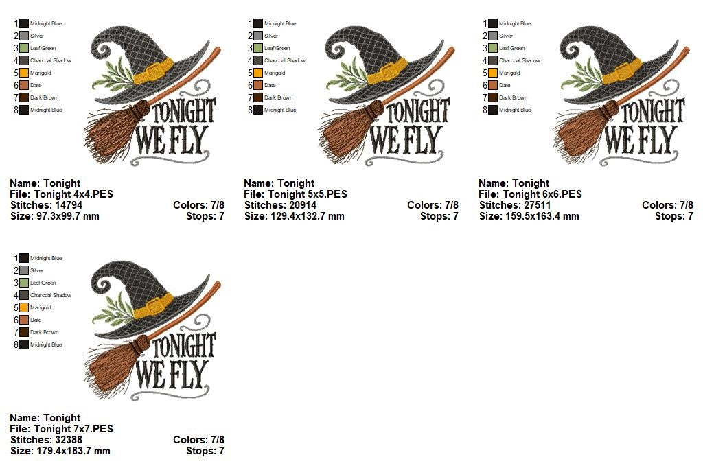 Halloween Witch Hat & Quote - Fill Stitch - Machine Embroidery Design