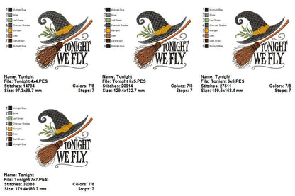 Halloween Witch Hat & Quote - Fill Stitch - Machine Embroidery Design