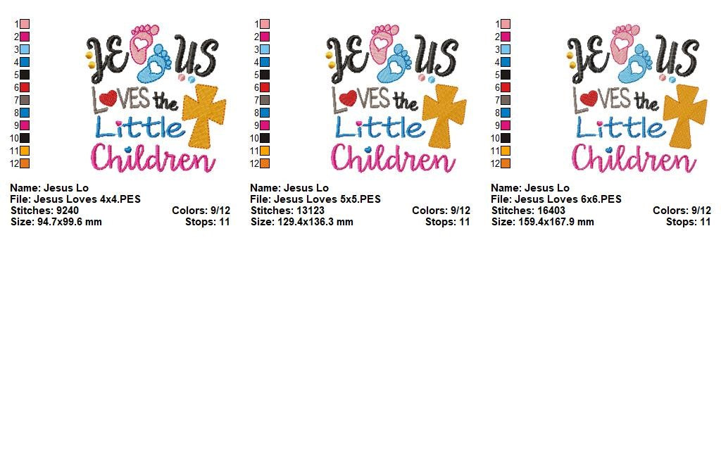 Jesus Loves the Little Children – Fill Stitch – Machine Embroidery Design