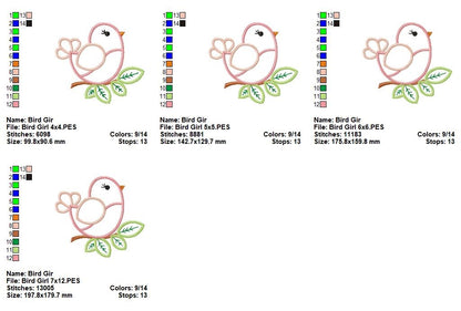 Sweet Little Birdie - Applique - Machine Embroidery Design
