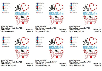 My Heart Belongs to Daddy – Appliqué – Machine Embroidery Design