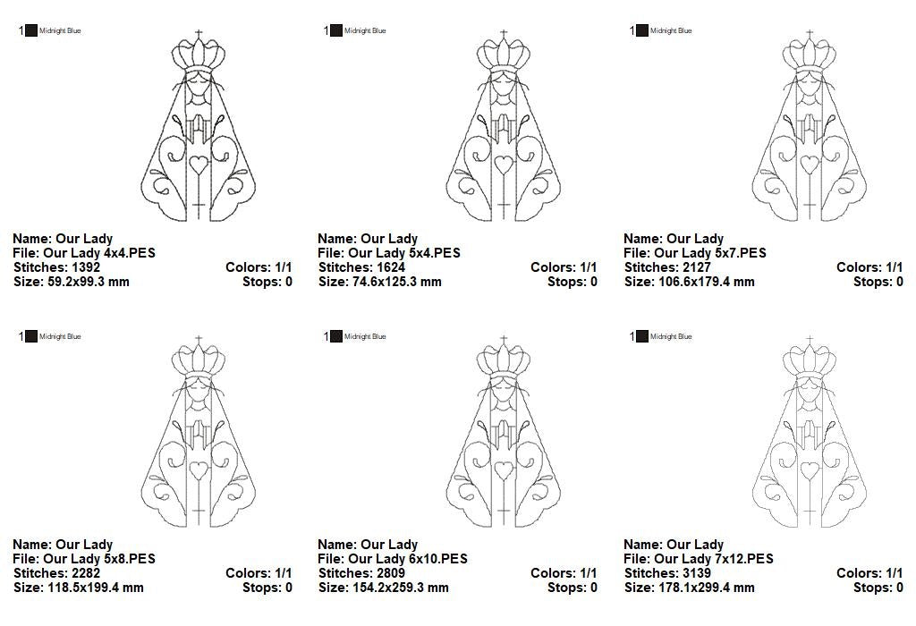 Angel Our Lady Virgin Mary - Redwork Stitch - Machine Embroidery Design