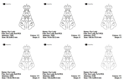 Angel Our Lady Virgin Mary - Redwork Stitch - Machine Embroidery Design