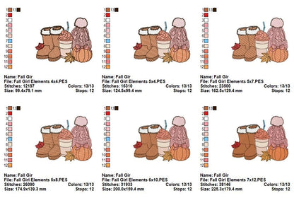 Cozy Autumn Boots Coffee Pumpkin Hat – Fill Stitch – Machine Embroidery Design