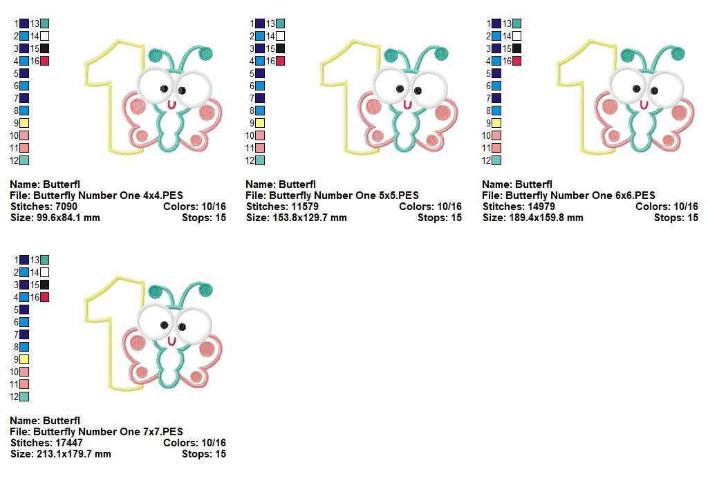 Butterfly Number One – Applique Stitch – Machine Embroidery Design