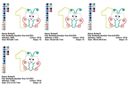 Butterfly Number One – Applique Stitch – Machine Embroidery Design