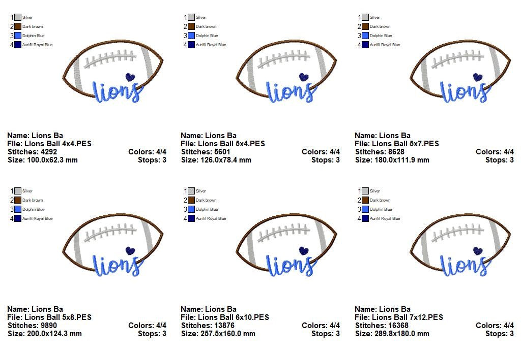 Sweet Lions Football Name – Satin Stitch – Machine Embroidery Design