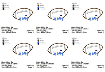 Sweet Lions Football Name – Satin Stitch – Machine Embroidery Design