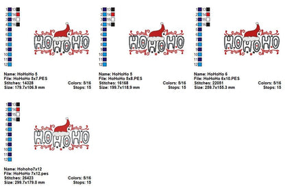 Santa Swirl Ho Ho Ho – zigzag applique – Machine Embroidery Design