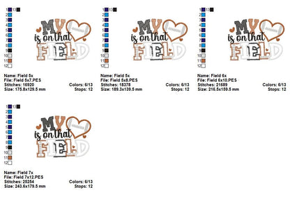 🏈 My Heart Is on That Field - Zig Zag Applique - Machine Embroidery Design