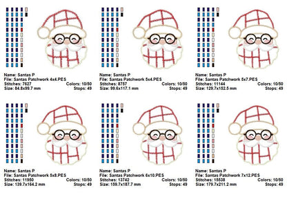 Jolly Patchwork Santa - Zigzag Patchwork Applique - Machine Embroidery Design