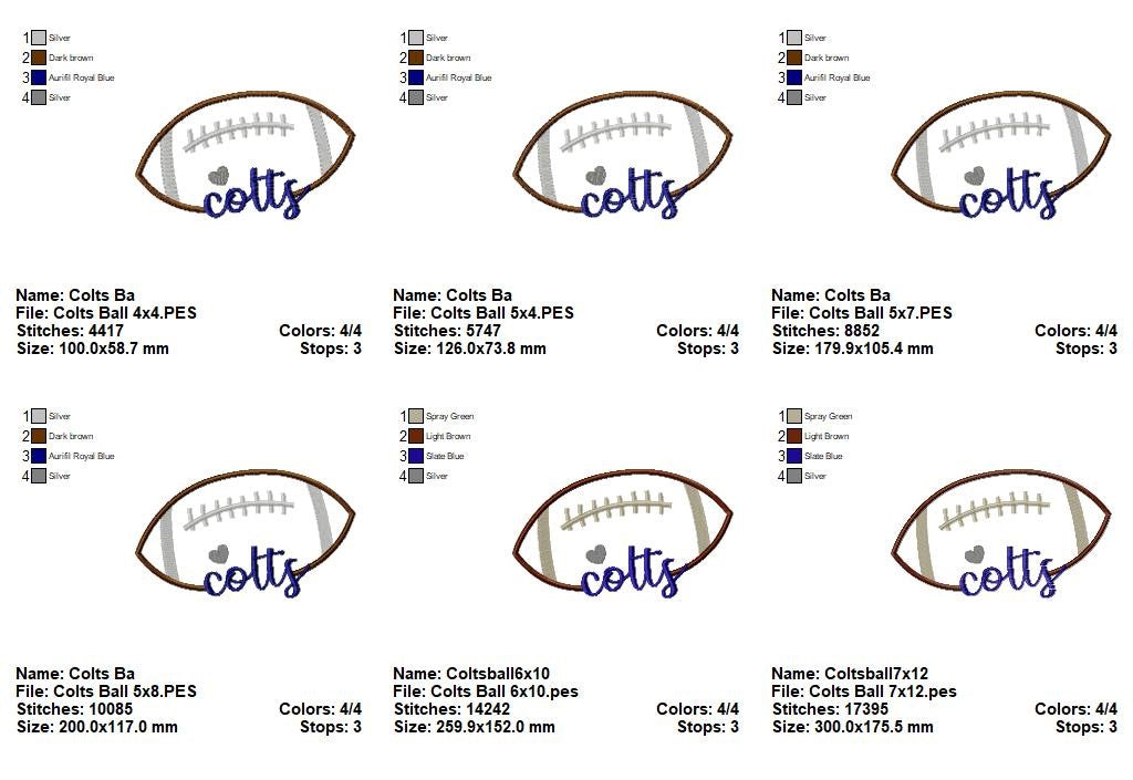 Colts Football - Satin Stitch – Machine Embroidery Design