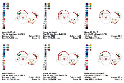 Santa & Mrs. Claus - Appliqué - Machine Embroidery Design