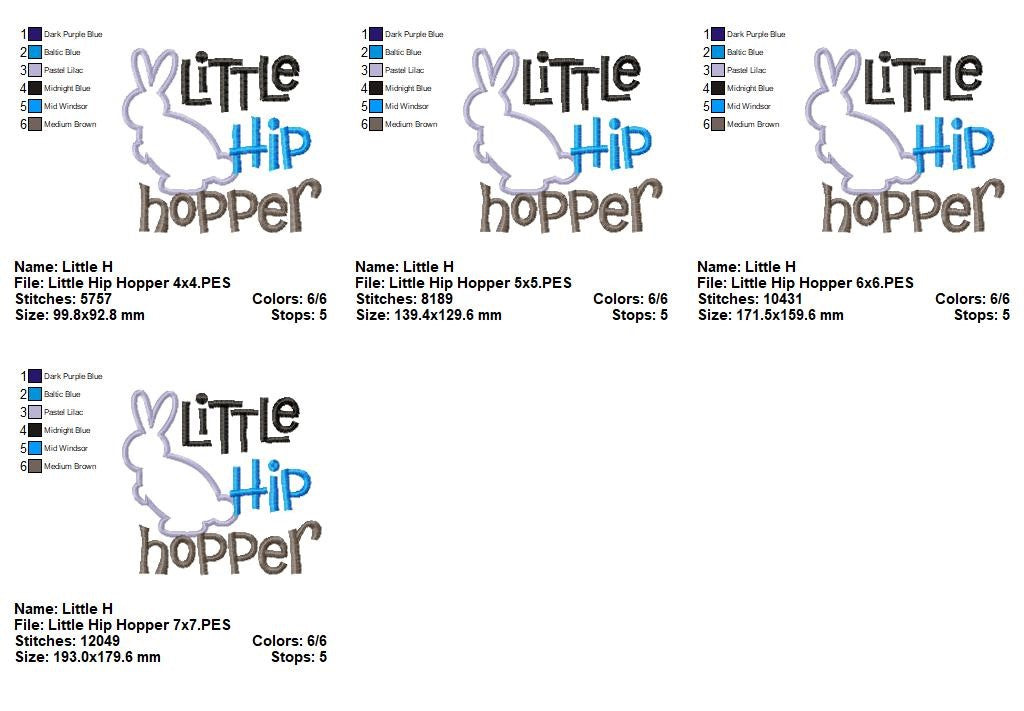 Little Hip Hopper Bunny - Appliqué - Machine Embroidery Design